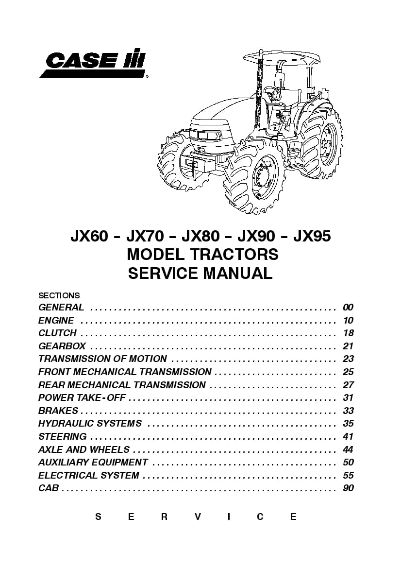 Case JX60, JX70, JX80, JX90, JX95 HC Tractor Repair Service Manual PDF Download