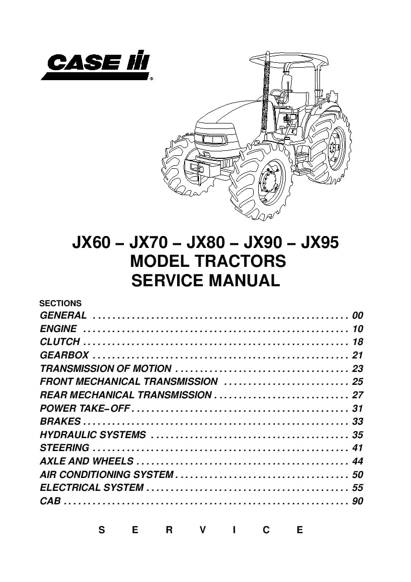 Case JX60, JX70, JX80, JX90, JX95 Tractor 6-62720 Repair Service Manual PDF Download