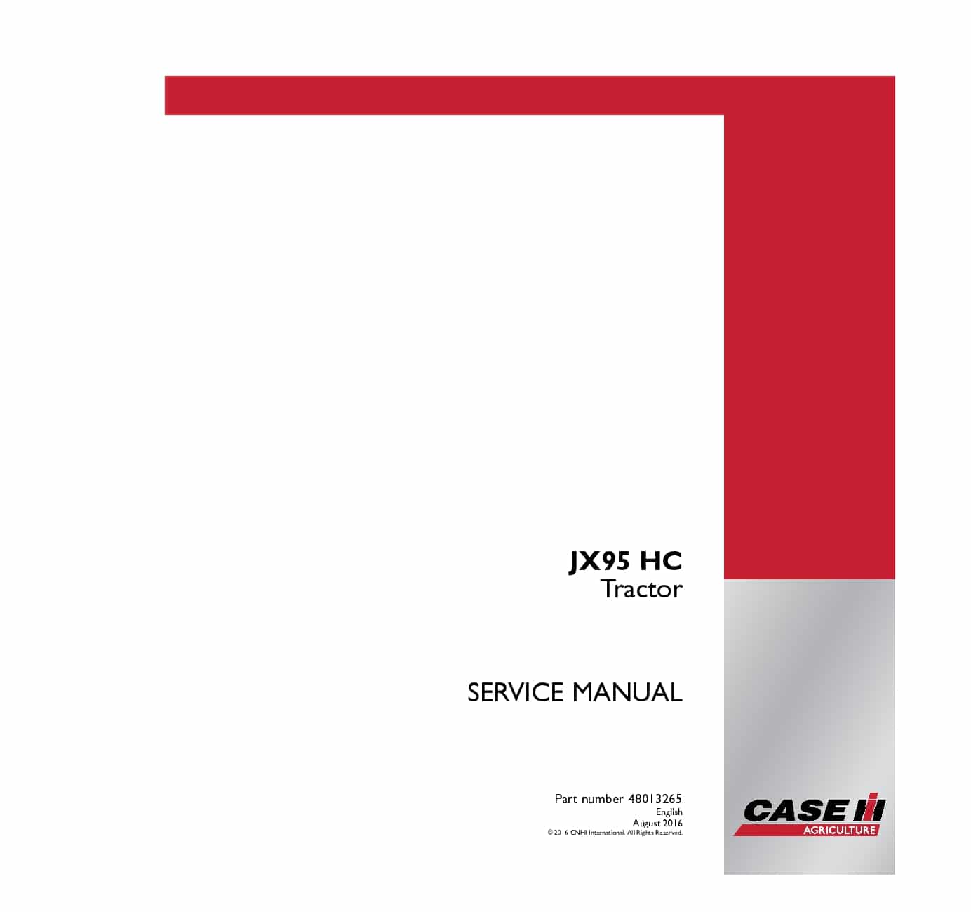 Case JX95 HC Tractor Repair Service Manual PDF Download