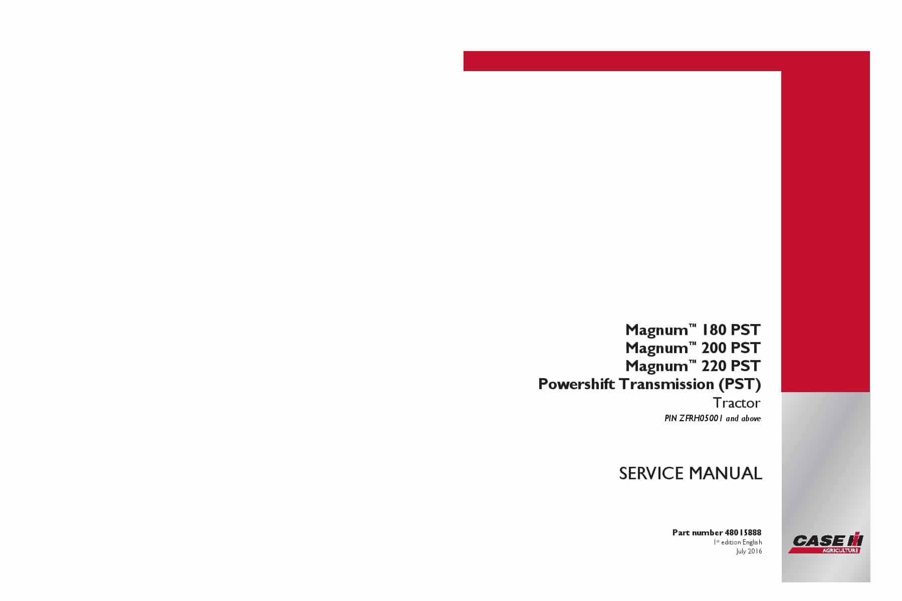 Case Magnum 180, 200, 220 PST Tractor Repair Service Manual PDF Download