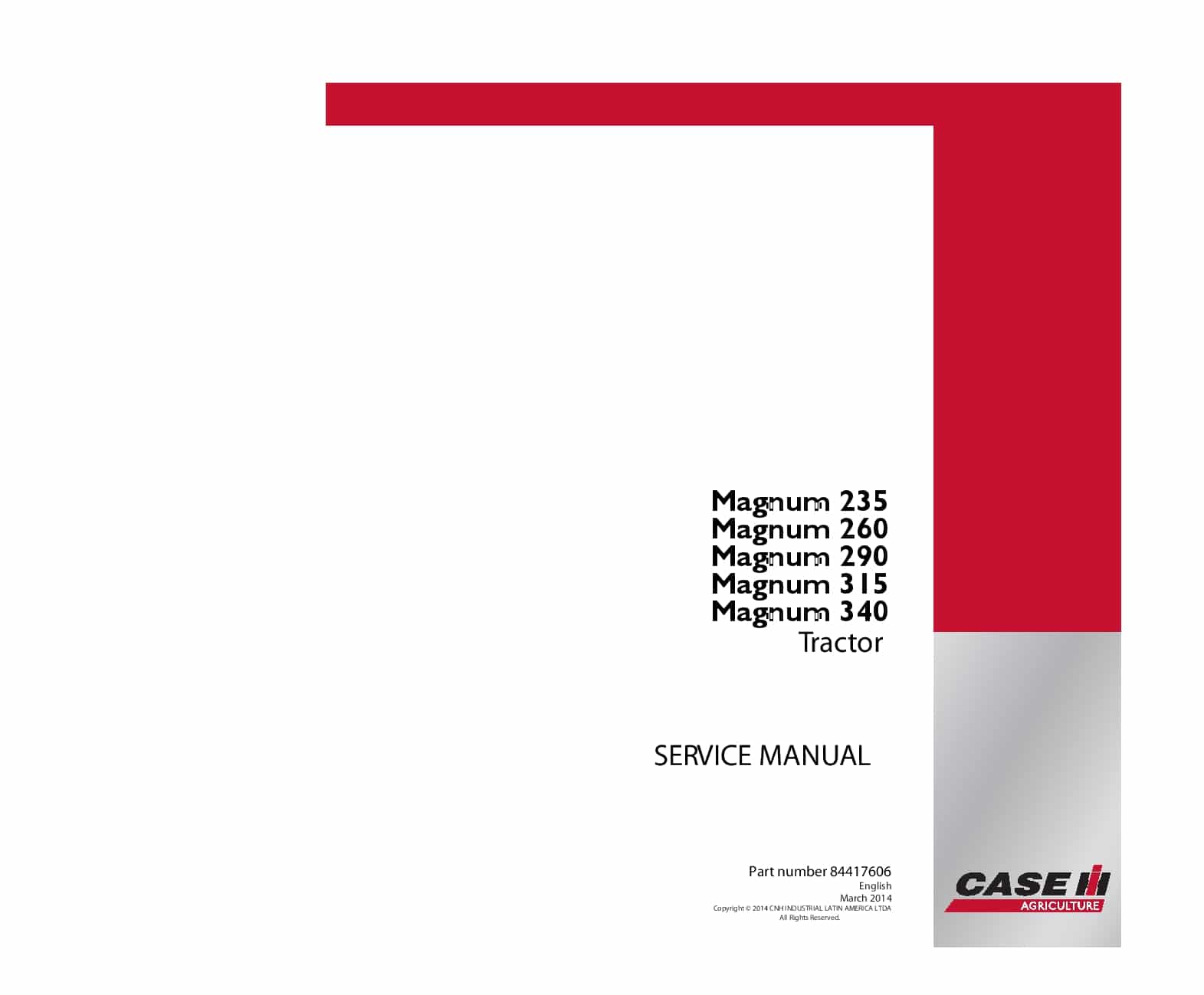 Case Magnum 235 260 290 315 340 Tractor Repair Service Manual PDF Download