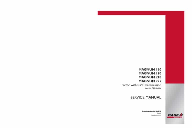 Case Magnum180, 190, 210, 225 CVT Tractor ZARH06086 Repair Service Manual PDF Download