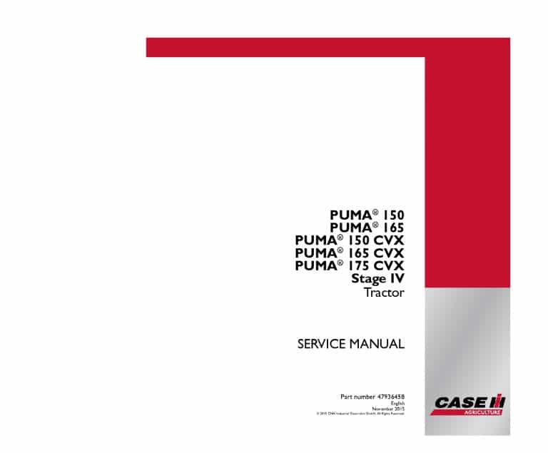 Case Puma 150, 165, 175 CVX Stage IV Tractor Repair Service Manual PDF Download