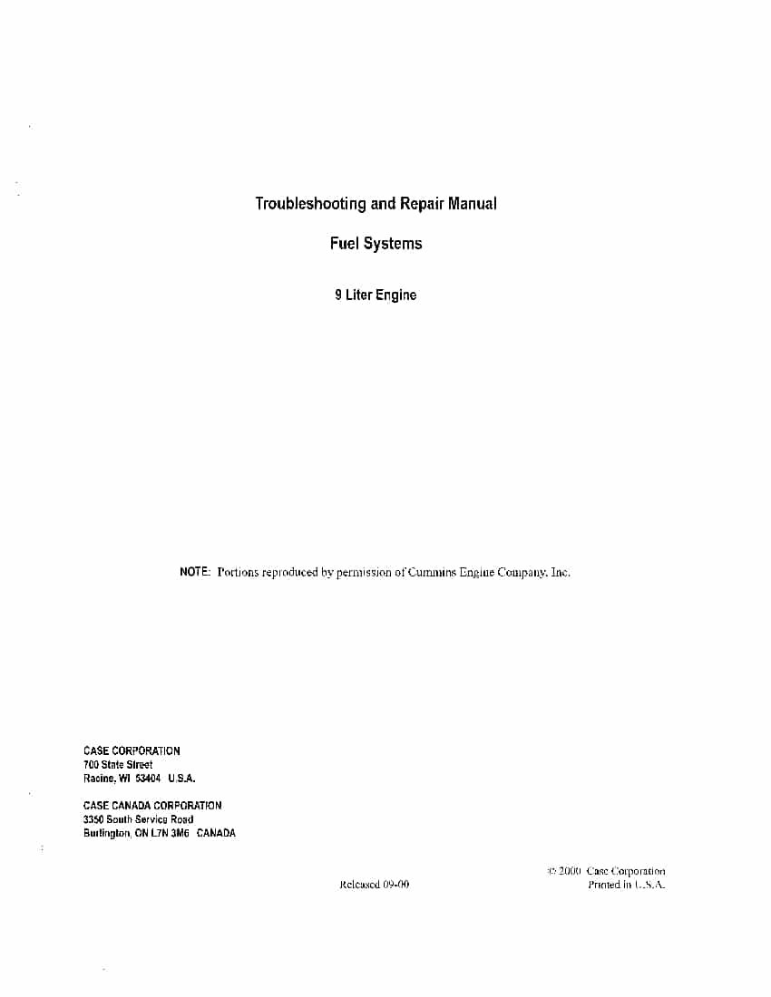 Case STX Series 9 Liter Fuel System Repair Service Manual PDF Download