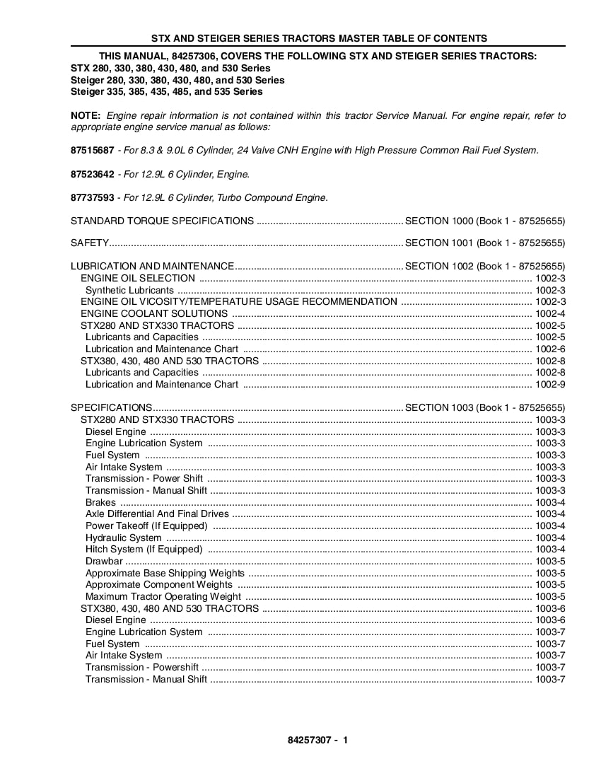 Case STX Steiger 280, 330, 380, 430, 480, 285, 335, 385, 435, 485, 530, 535 Tractor Repair Service Manual PDF Download