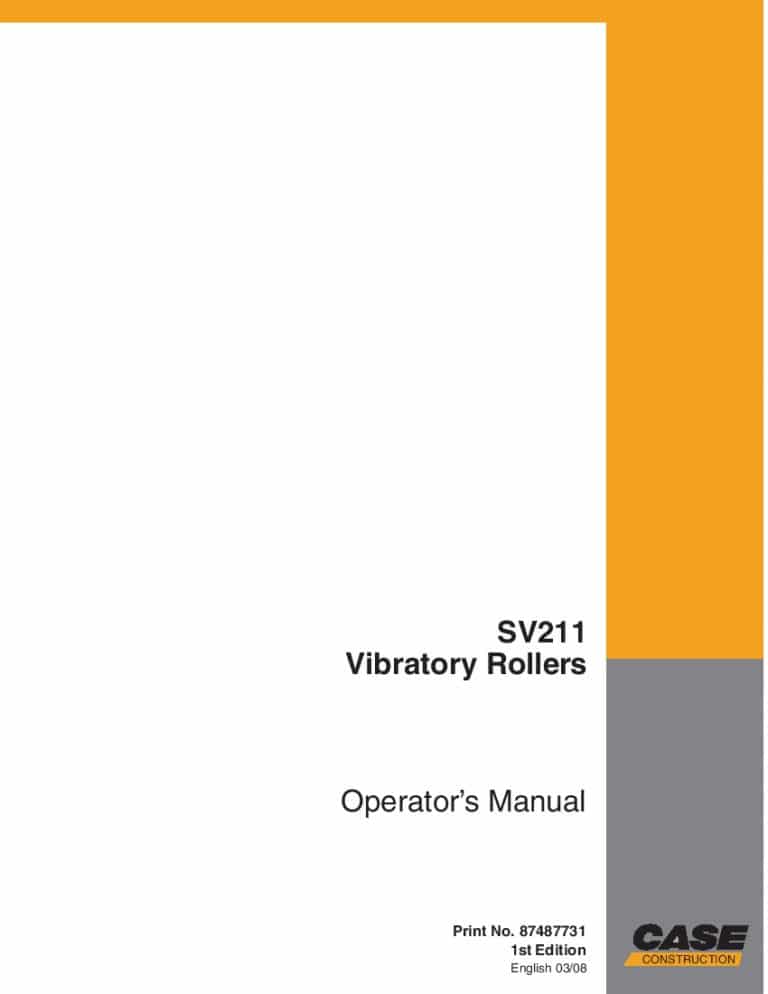 Case SV211 Vibratory Rollers operator manuals PDF Download
