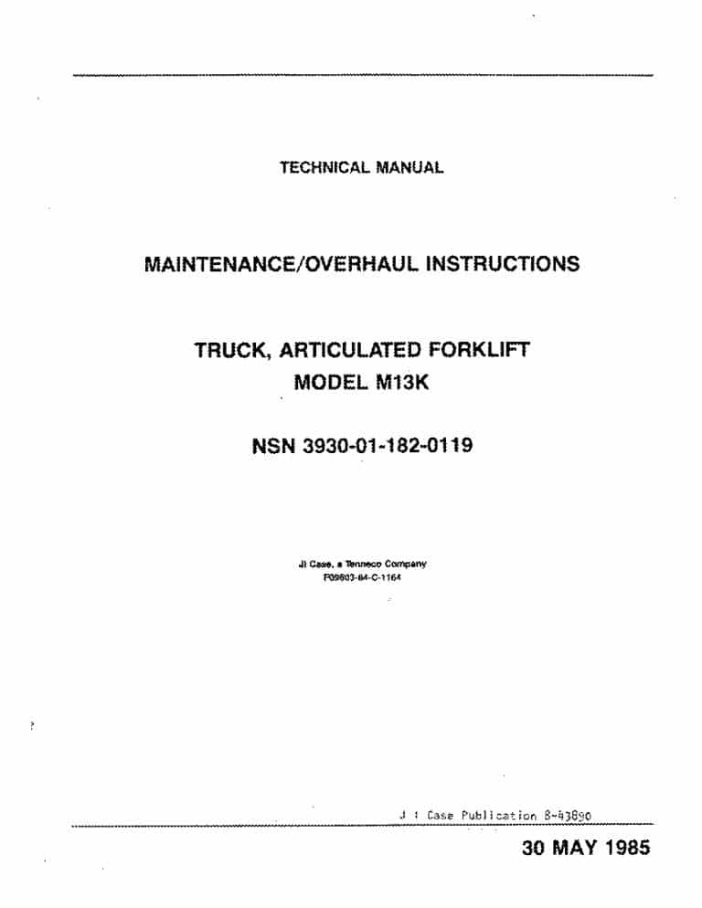 Case Technical Manual Model M13K Forklift operator manuals PDF Download