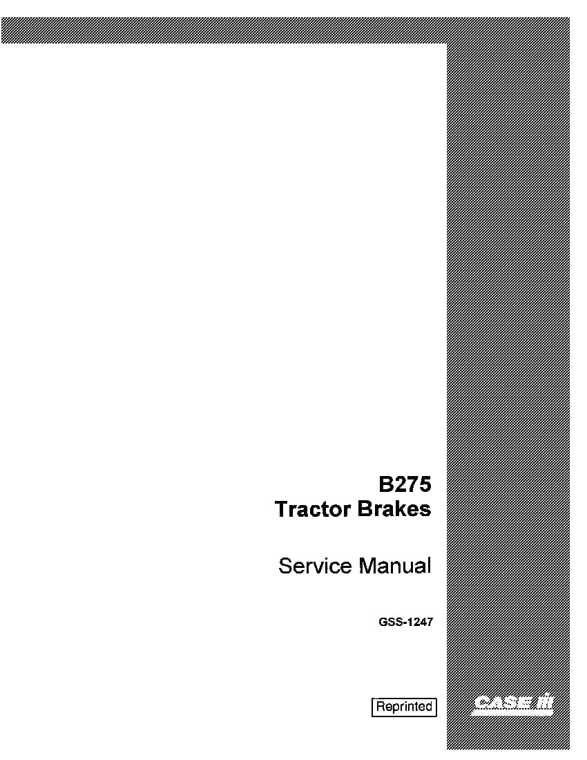 Case Tractor Brakes B-275 Repair Service Manual PDF Download