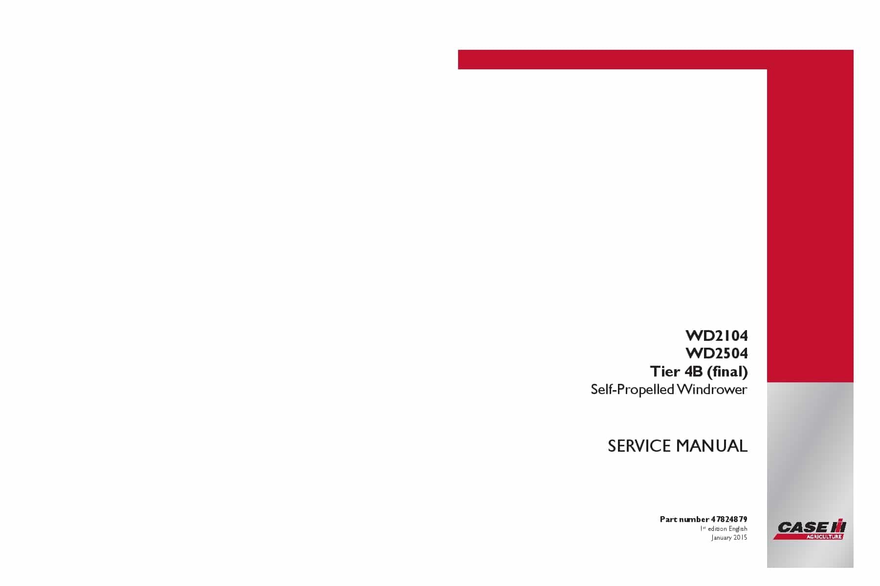 Case WD2104 WD2504 Tier 4B final Self-Propelled Windrower Repair Service Manual PDF Download