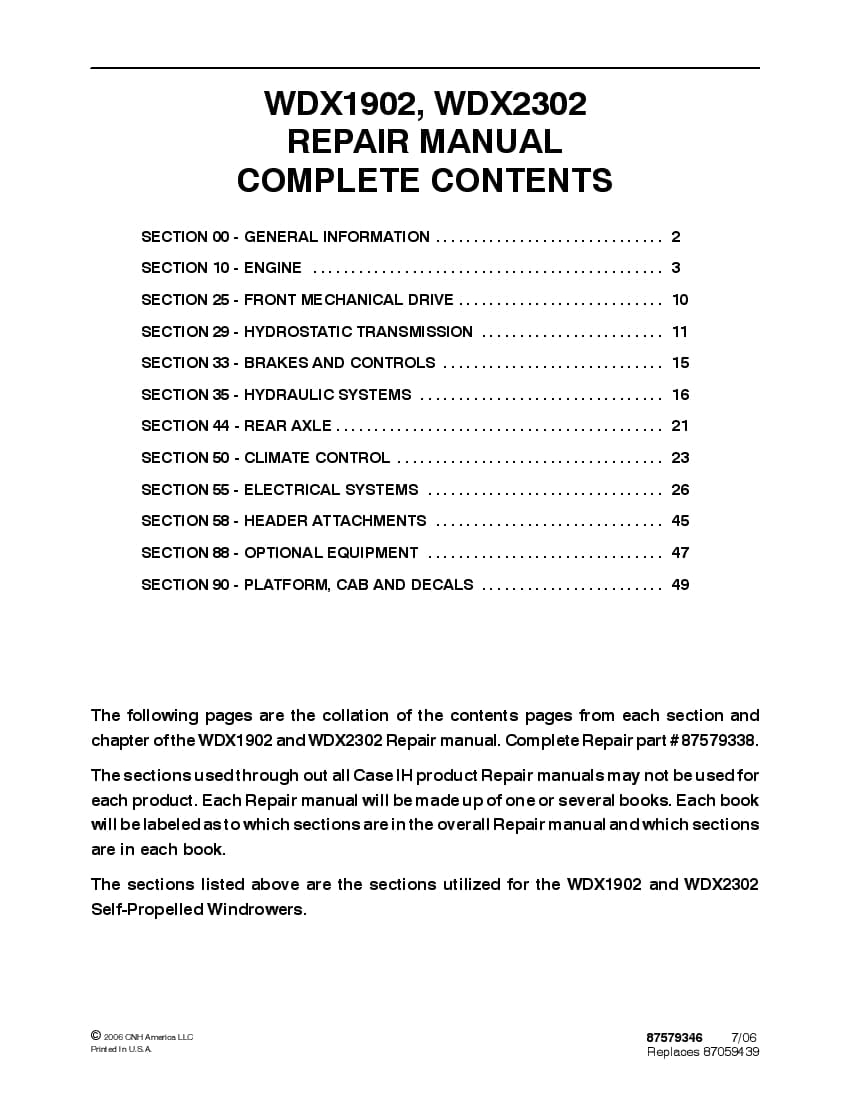Case WDX1902 WDX2302 Self-Propelled Windrowers Repair Service Manual PDF Download