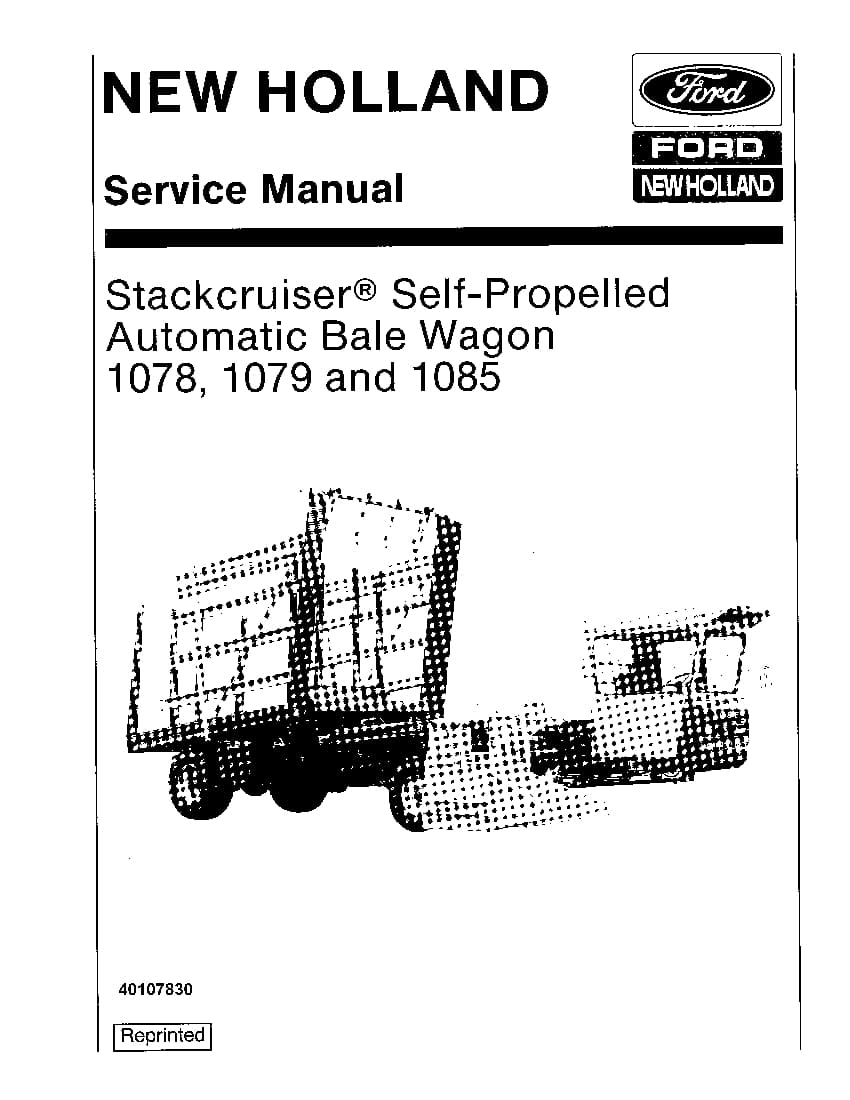 New Holland 1078 1079 1085 Bale Wagon Repair Service Manual PDF Download