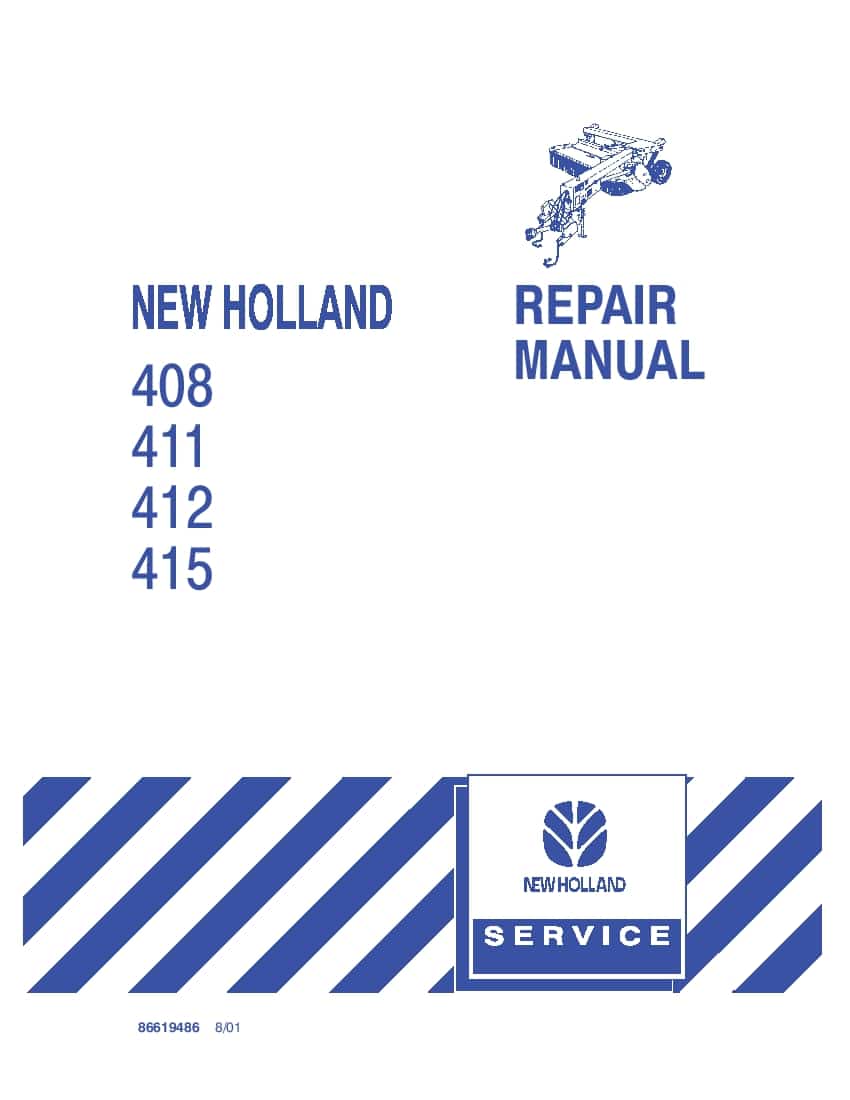 New Holland 408 411 412 415 Discbine Repair Service Manual PDF Download