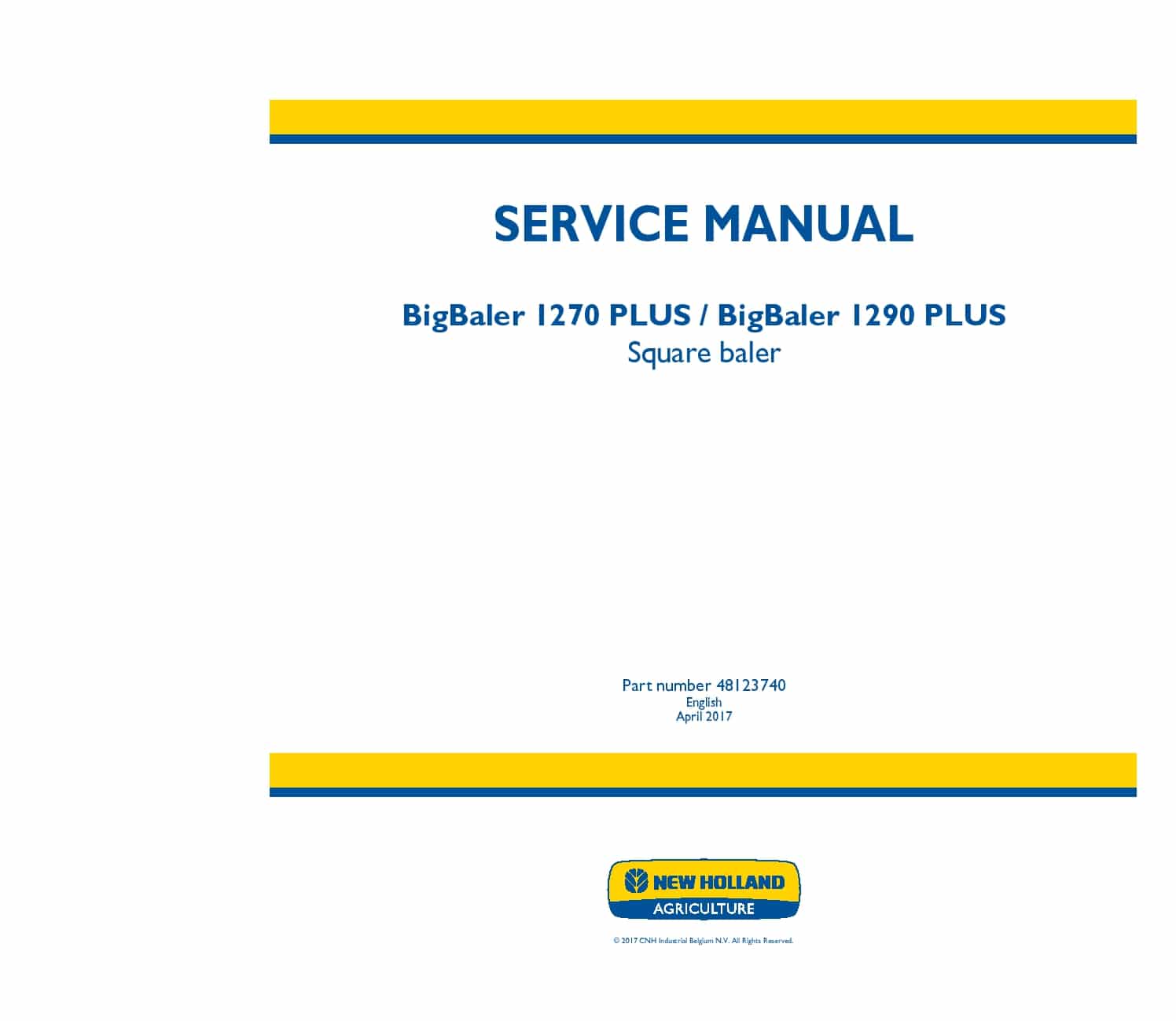 New Holland Big Baler 1270 Plus, Big Baler 1290 Plus Square baler Repair Service Manual PDF Download