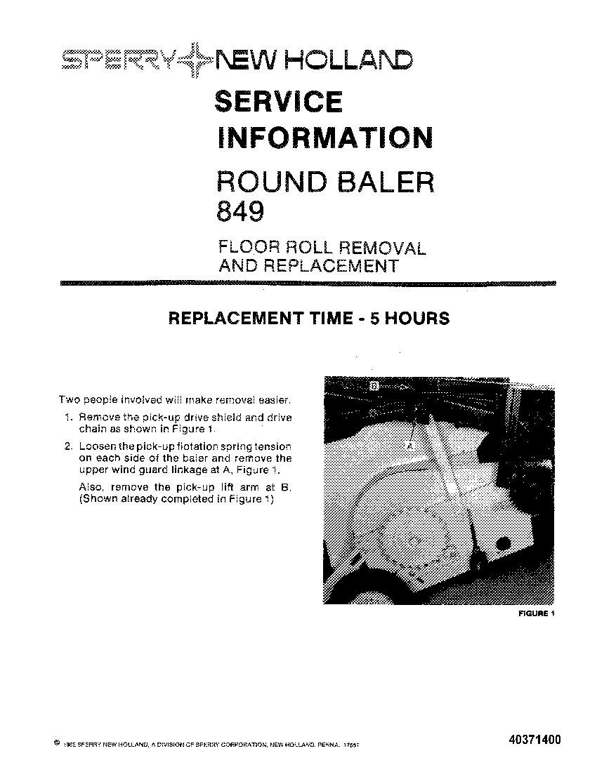 New Holland Floor Roll Removal & Repl on 849 Round Baler Info Repair Service Manual PDF Download