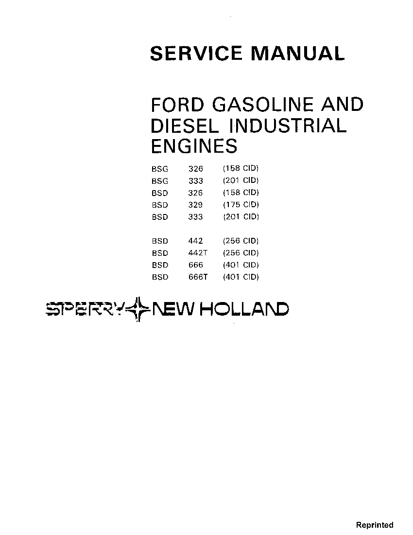 New Holland Ford Eng Gas & diesel Ind BSG & BSD Repair Service Manual PDF Download