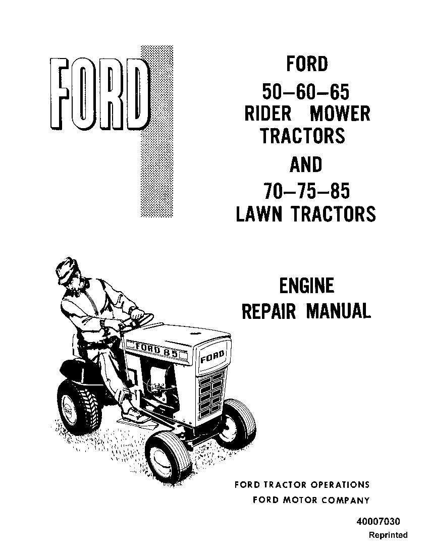 New Holland Ford SE3296-A 50 60 65 70 75 85 Engine Repair Service Manual PDF Download