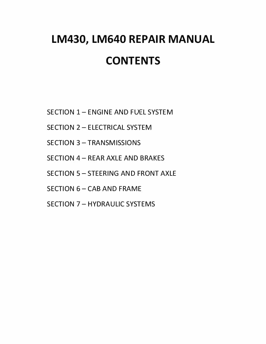 New Holland LM430, LM640 Telehandler Repair Service Manual PDF Download