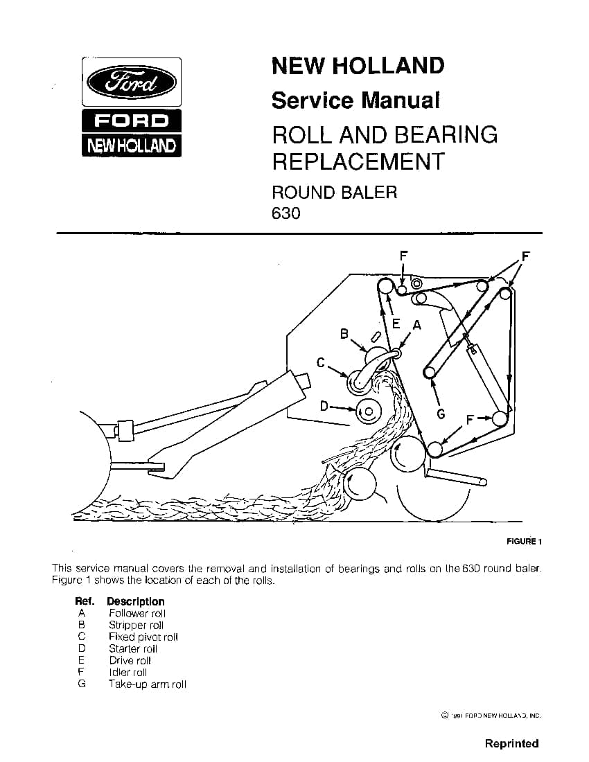 New Holland Roll & Bear Replace for 630 Round Baler Repair Service Manual PDF Download