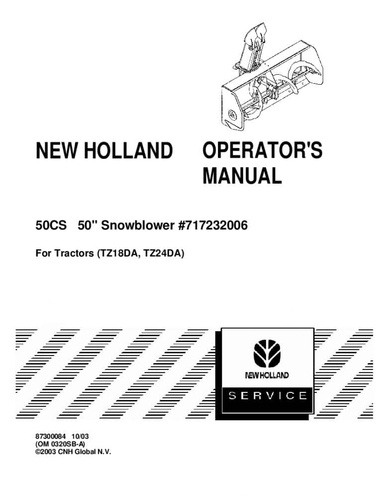 New holland 50CS 50 Snowblower operator manuals PDF Download
