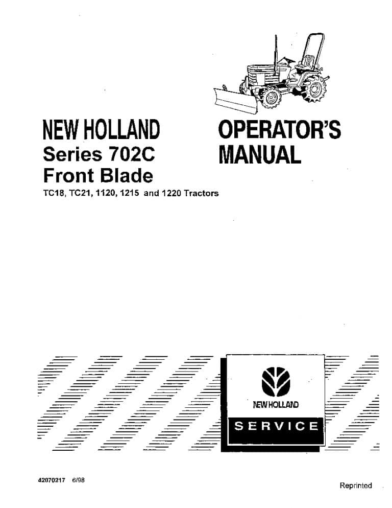 New holland 702C Front Blade 1120-1220 Tractor operator manuals PDF Download
