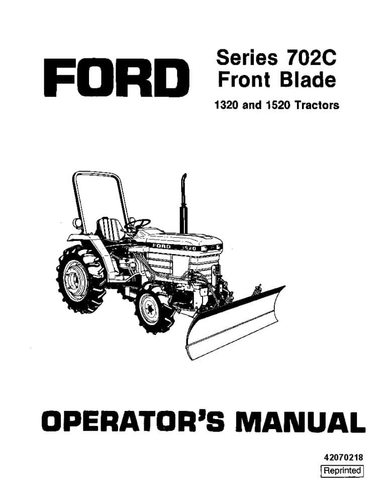 New holland 702C Front Blade 1320 1520 Ford Tractor operator manuals PDF Download