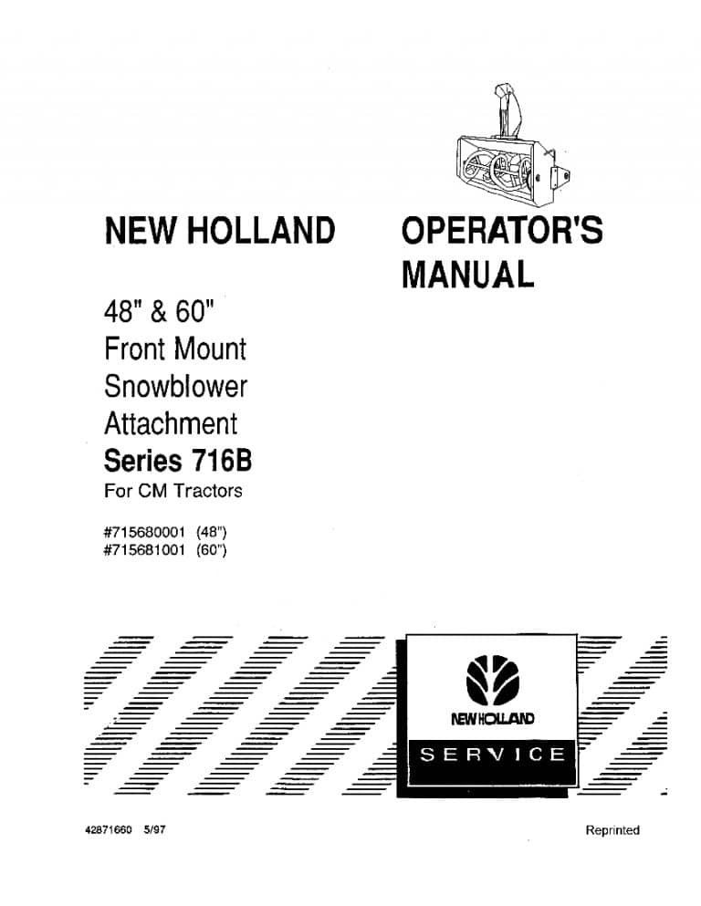 New holland 716B 48 60 Inch Snowblower operator manuals PDF Download