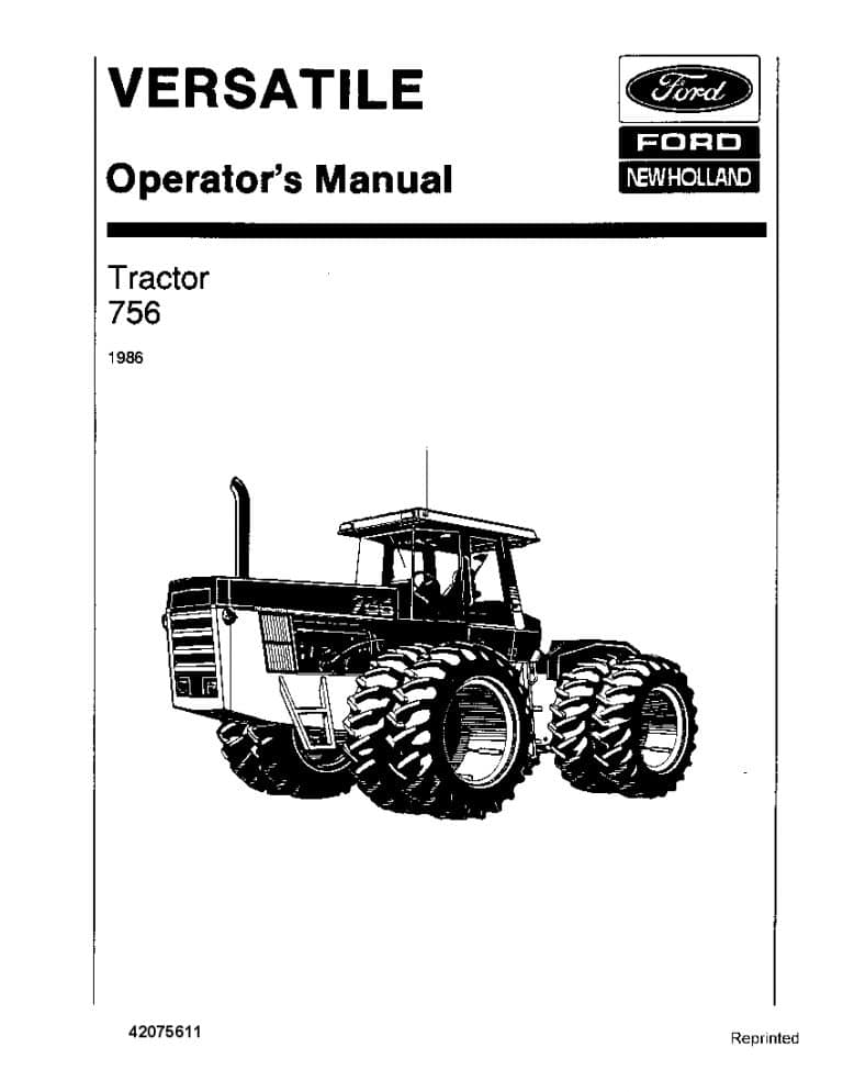 New holland 756 Mech & P Shift 4WD Tractor operator manuals PDF Download