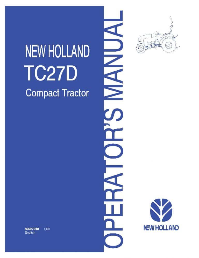 New holland Compact Tractor TC27D operator manuals PDF Download