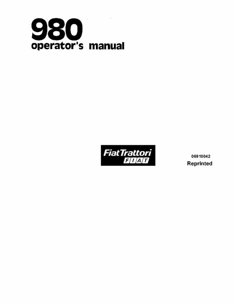 New holland Fiat 980 Tractor operator manuals PDF Download