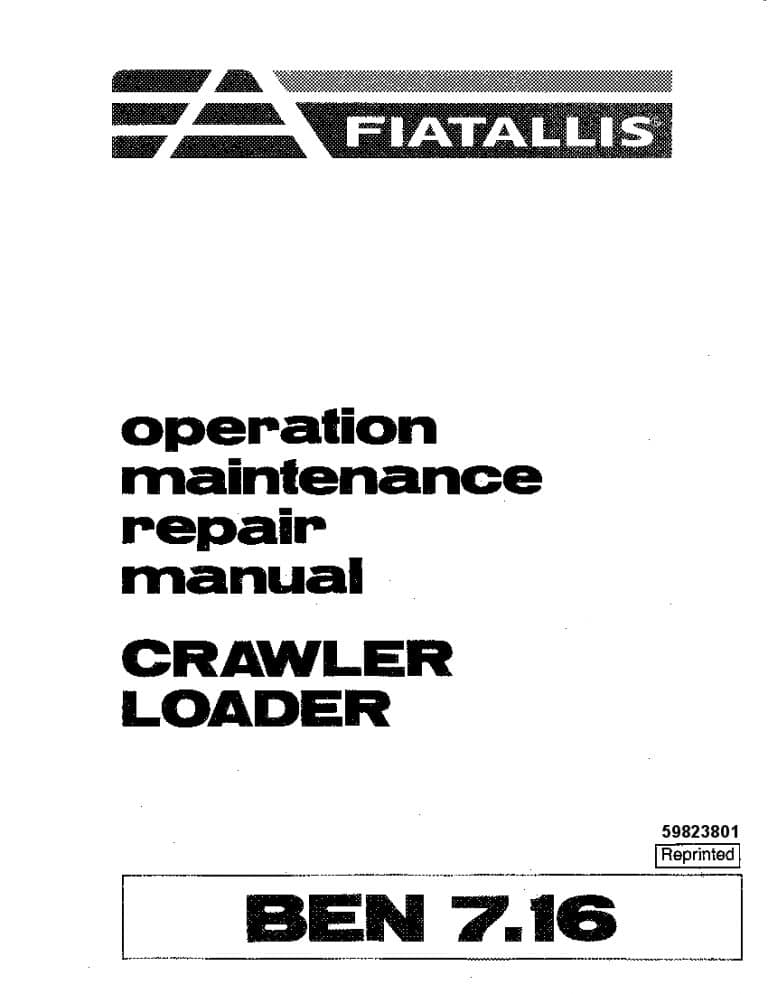 New holland Fiat Allis Ben 7.16 Crawler Loader operator manuals PDF Download