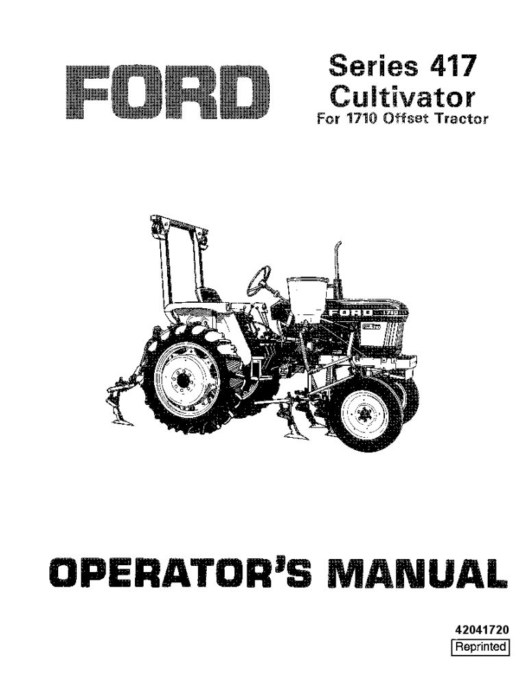 New holland Ford 417 Cultivator 1710 Offset Tractor operator manuals PDF Download