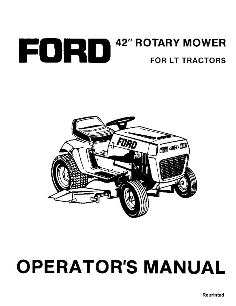 New holland Ford 42 Inch Rotary Mower for Lawn Tractors operator manuals PDF Download
