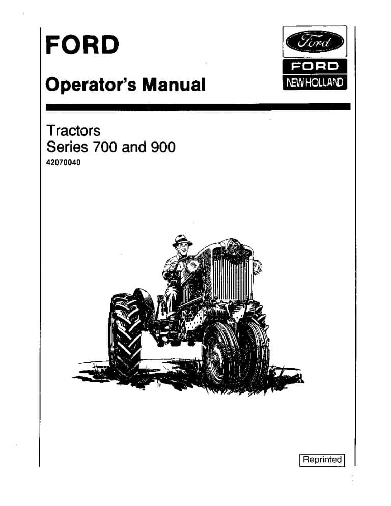 New holland Ford 700 900 Series Tractor 1955-1957 operator manuals PDF Download