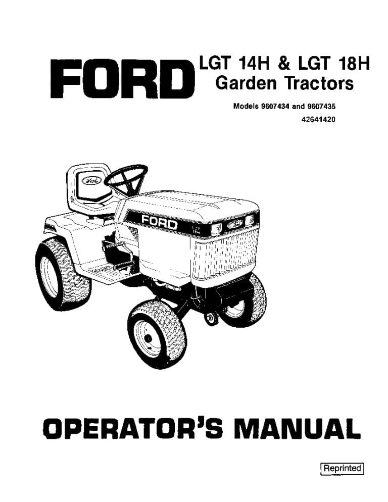 New holland Ford LGT14H & 18H Garden Tractors 1988 operator manuals PDF Download
