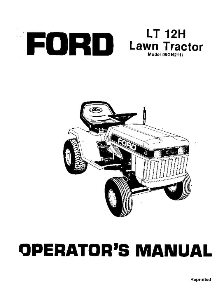 New holland Ford LT 12H Lawn Tractor operator manuals PDF Download