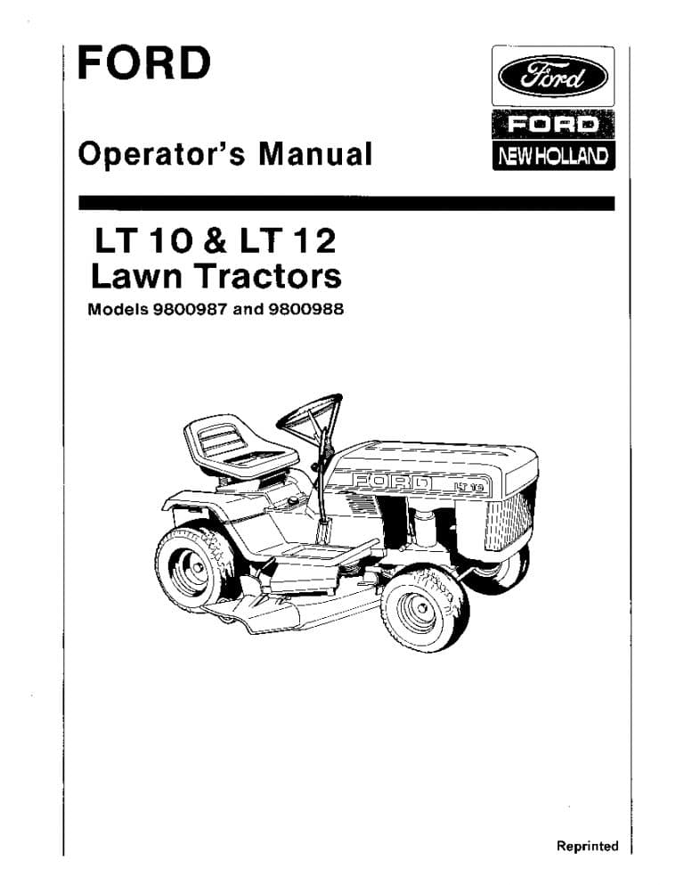 New holland Ford LT10 and LT12 Tractor operator manuals PDF Download