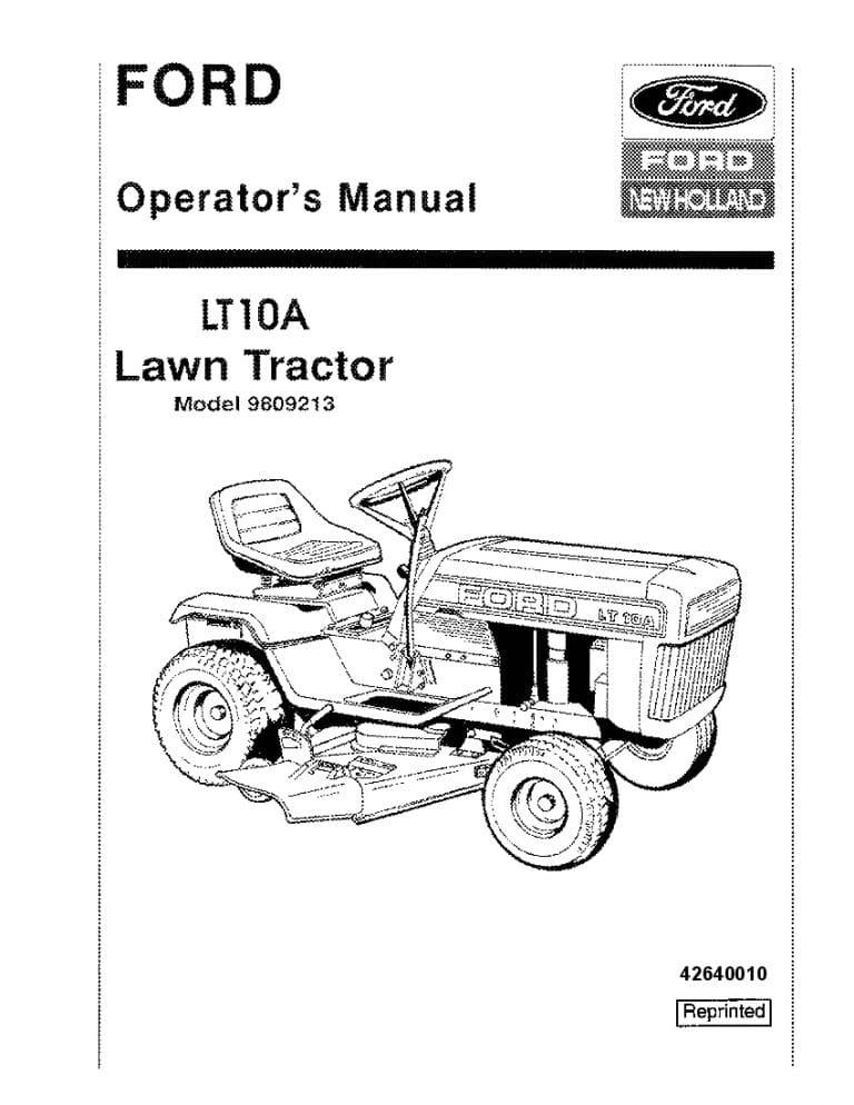 New holland Ford LT10A Lawn Tractor operator manuals PDF Download