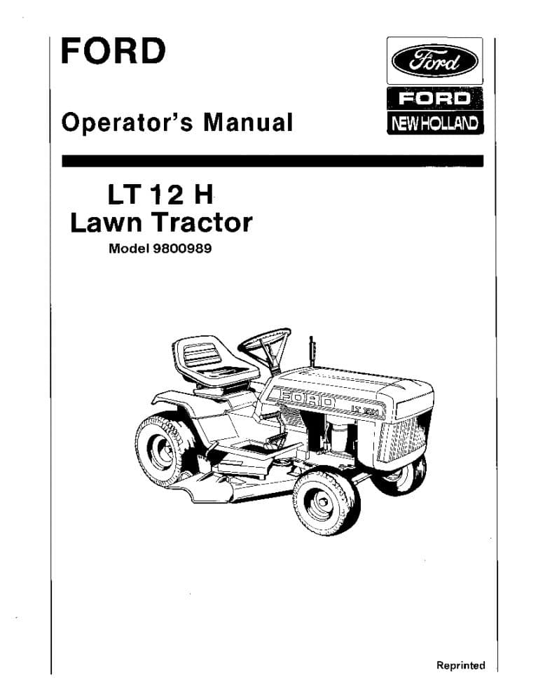 New holland Ford LT12 Hydro Lawn Tractor operator manuals PDF Download