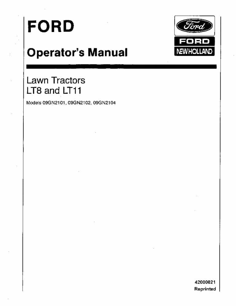New holland Ford LT8 & LT11 Lawn Tractor operator manuals PDF Download