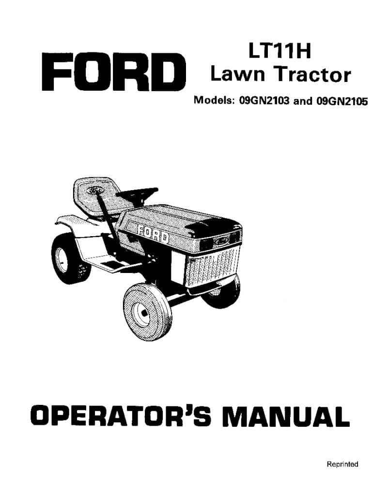New holland Ford Lawn Tractor LT11H operator manuals PDF Download
