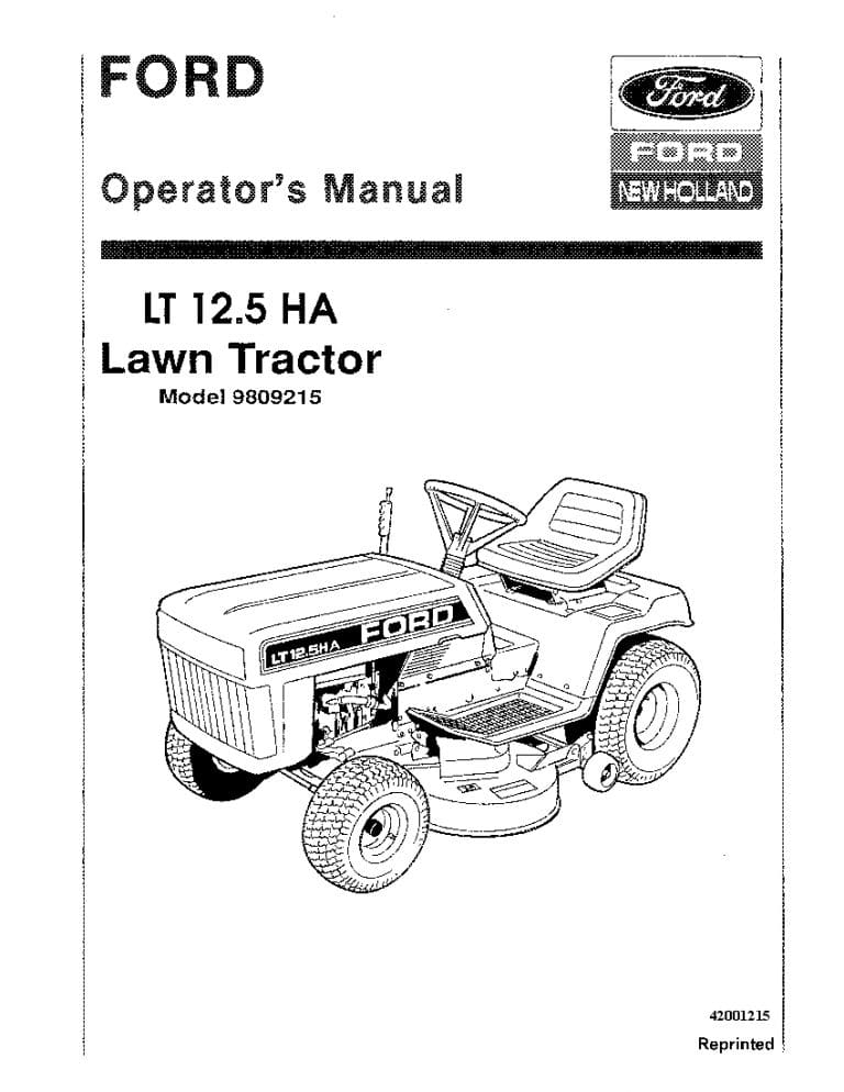 New holland Ford Lt 12.5 HA Lawn Tractor operator manuals PDF Download