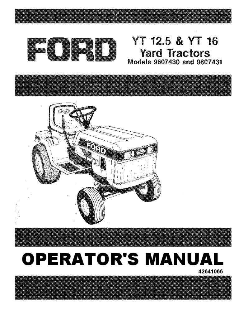 New holland Ford SE4694 Yt 12.5 16 Yard Tractor operator manuals PDF Download