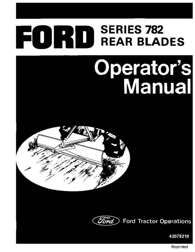 New holland Ford Series 782 Rear Blades operator manuals PDF Download
