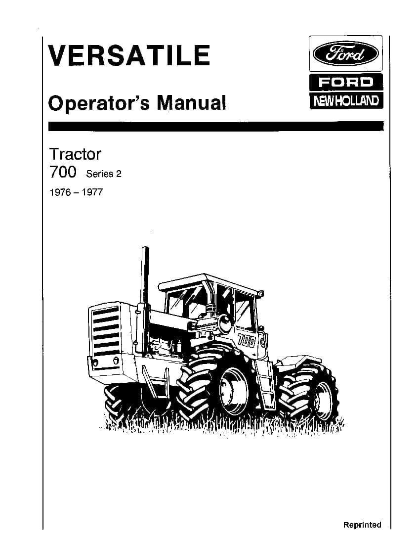 New holland Ford V36399 700 Series 2 4WD Tractor 1976-77 operator manuals PDF Download