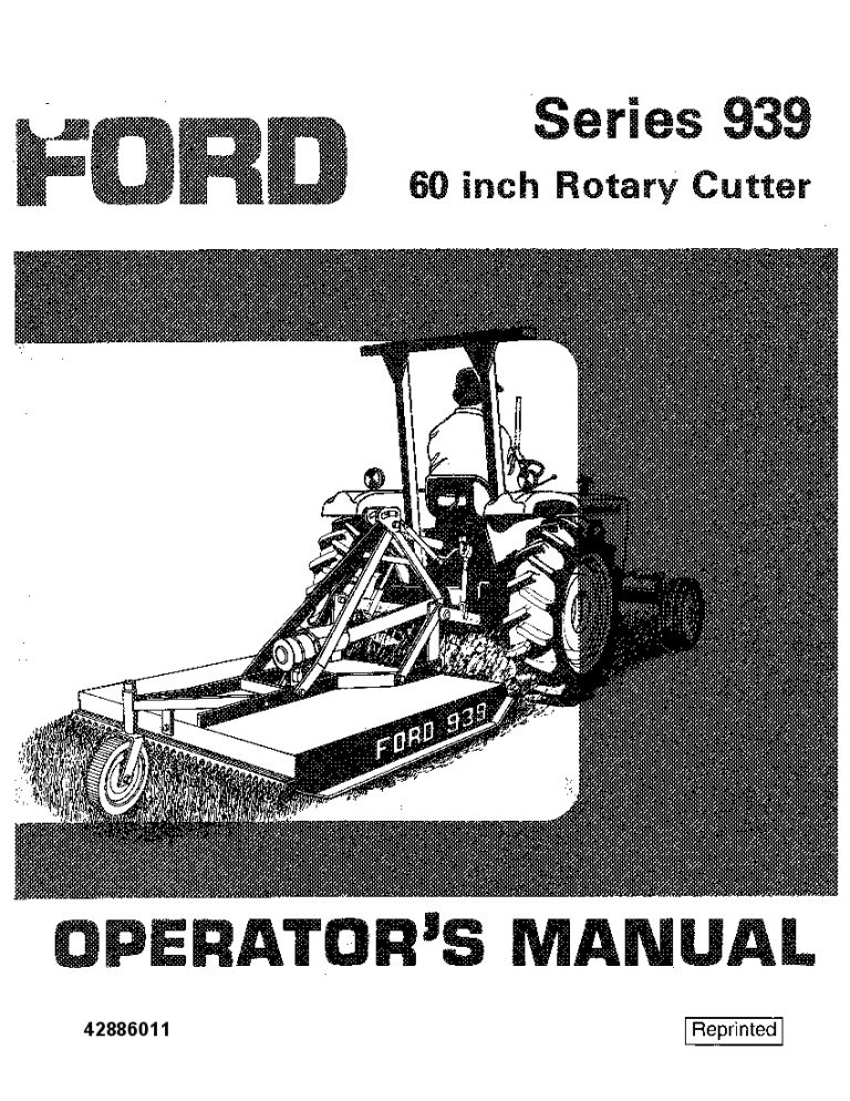 New holland Ford series 939 60 Inch Rotary Cutter operator manuals PDF Download
