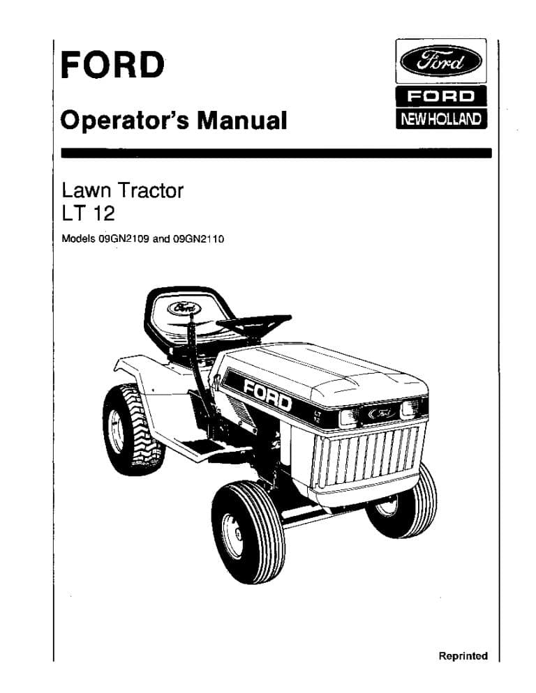New holland Lt 12 Lawn Tractor operator manuals PDF Download