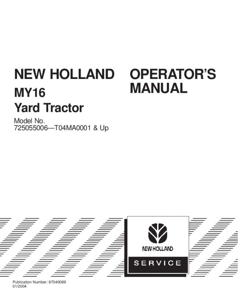 New holland MY 16 Yard Tractor operator manuals PDF Download