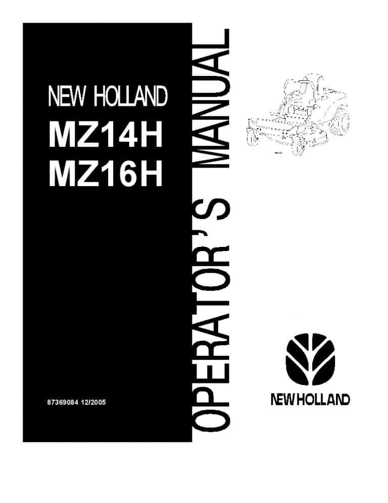 New holland MZ14H, MZ16H operator manuals PDF Download