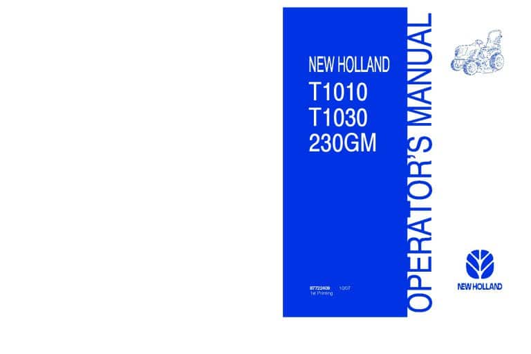 New holland T1010, T1030 TRACTORS AND 230GM MOWER operator manuals PDF Download