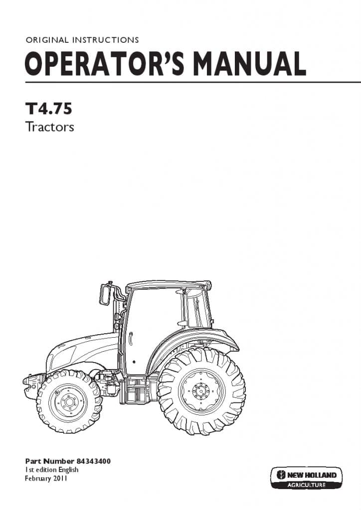 New holland T4.75, Tractors operator manuals PDF Download